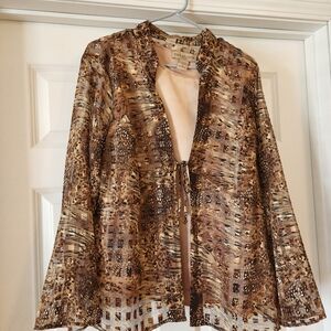 Ladies Notations  Sheer Blouse With Gold Shell, 2 Piece, Like New